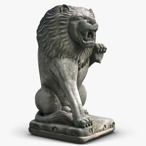 sitting lion sculpture model