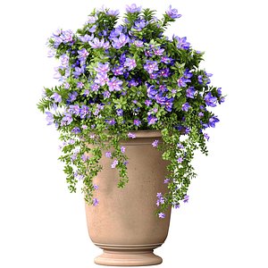Petunia flower bed bouquet plant in decorative vase pot