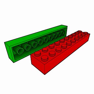piece lego brick 2x10 3d obj