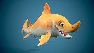 3D model cartoon sand shark