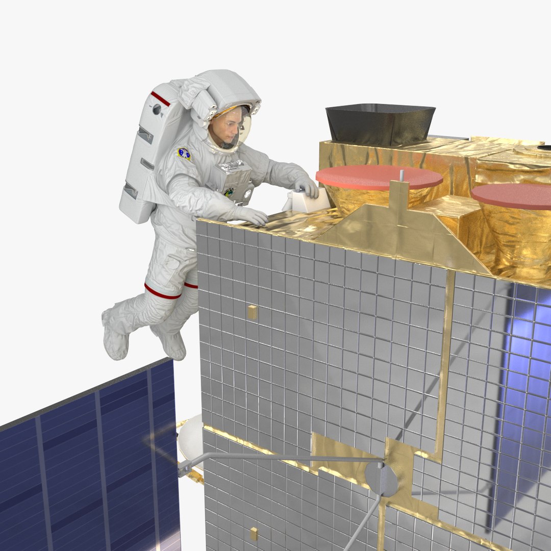 Geostationary Satellite COMS-1 with Astronaut 3D model preview