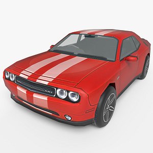Low Poly Classic Muscle Car 3D Model Blender