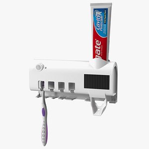 UV Toothbrush Sterilizer with Toothpaste Dispenser White