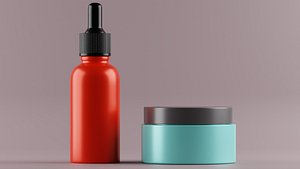 3D model Dropper bottle and Cosmetic jar