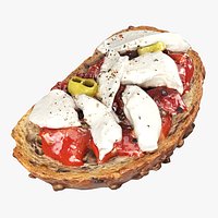 Bruschetta stuffed with chopped tomatoes and mozzarella cheese
