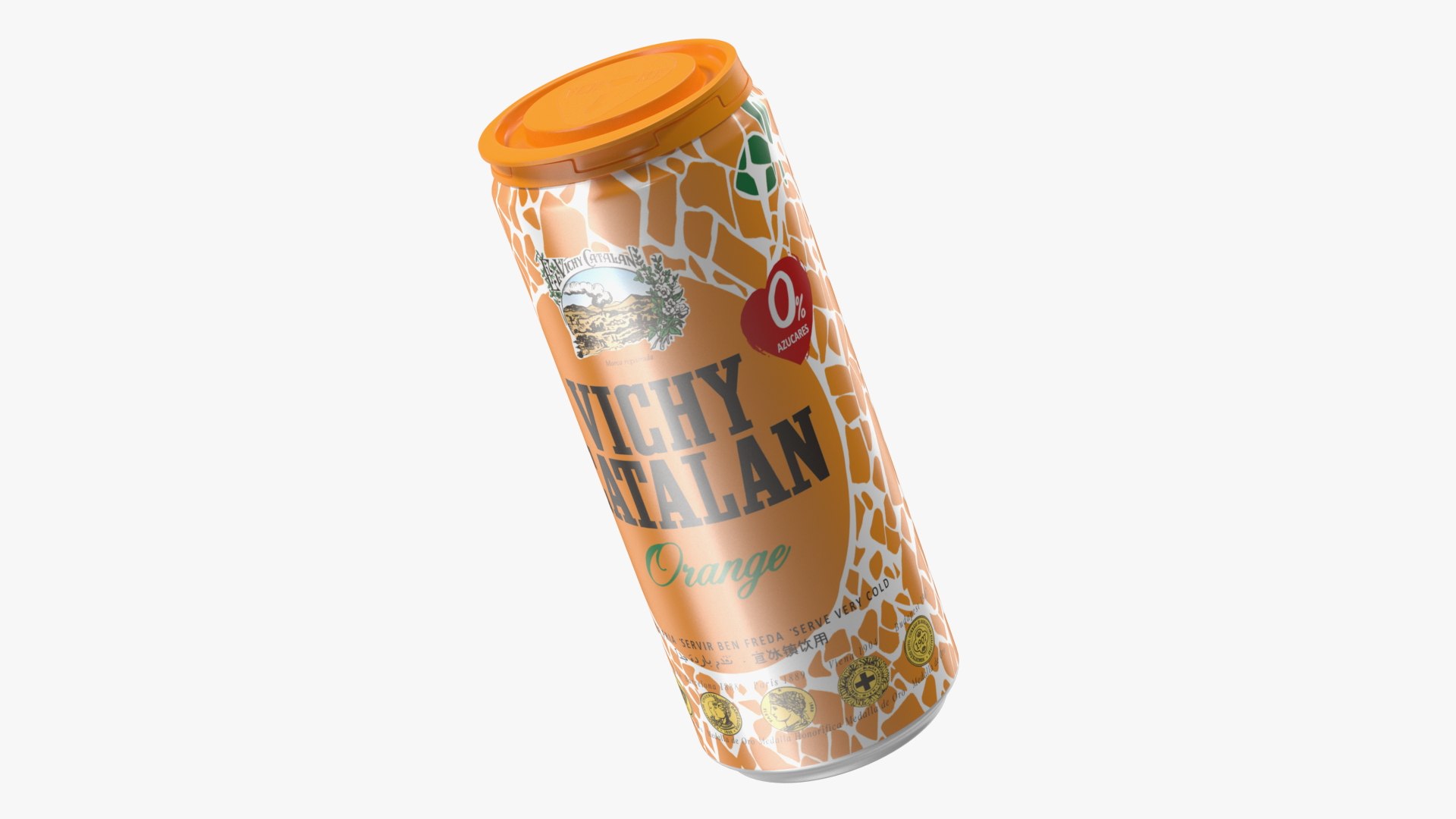 Can of Vichy Catalan Water Orange 3D model preview