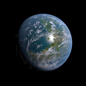 3D model Fictional Alien Earth-like Planet 8k