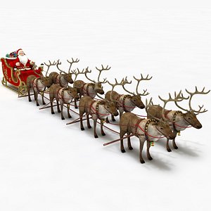 Santa in Sleigh with Reindeers