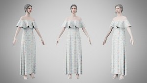 Dress 18 Aqua Meadow Mosaic 3D model