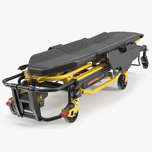3D model Stryker Power-PRO XT Stretcher Black Yellow Folded Pose