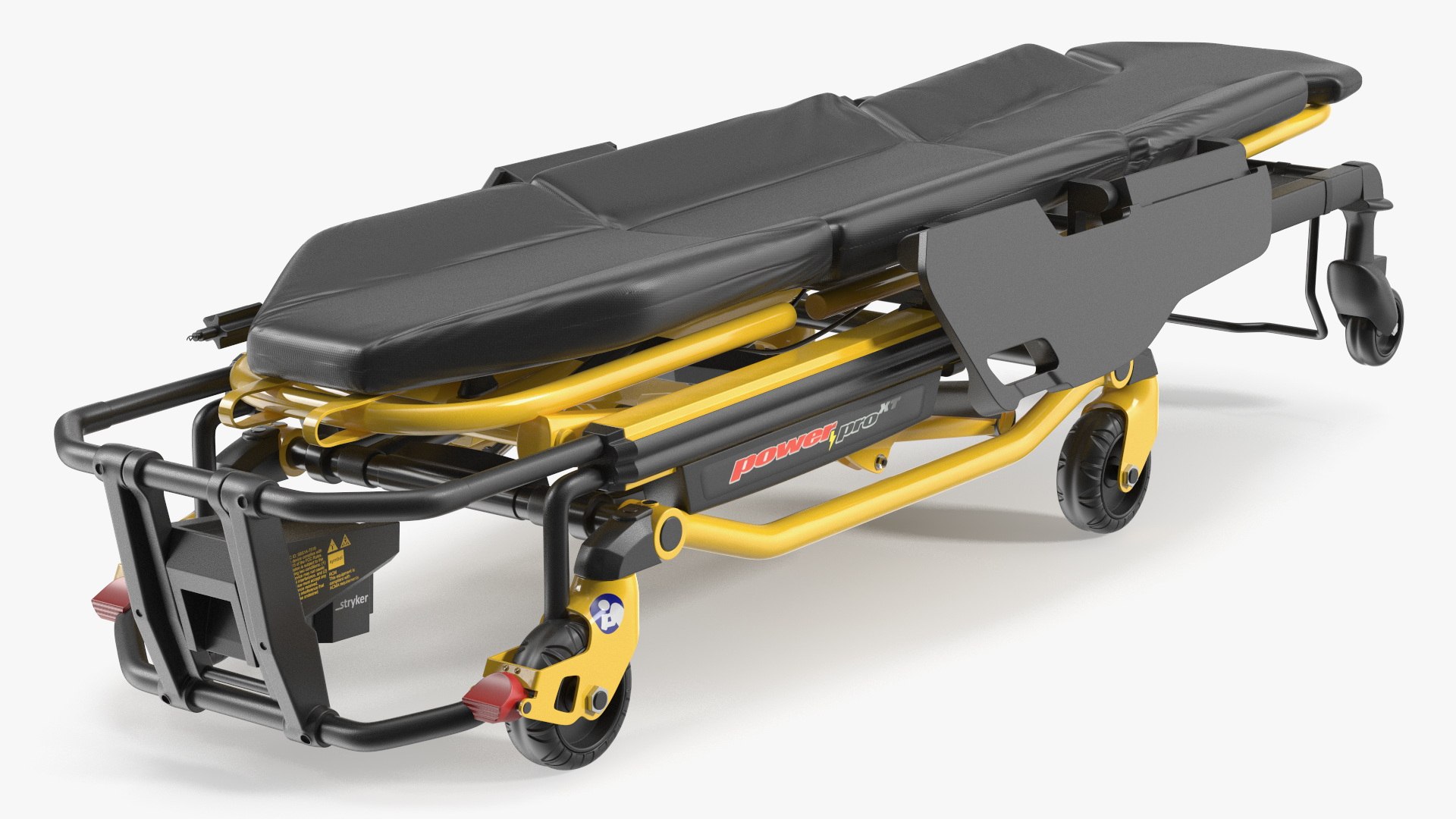 Stryker Power-PRO XT Stretcher Black Yellow Folded Pose 3D model preview