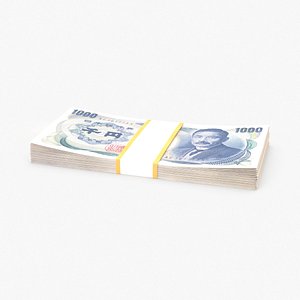 1000 yen note pack 3d model
