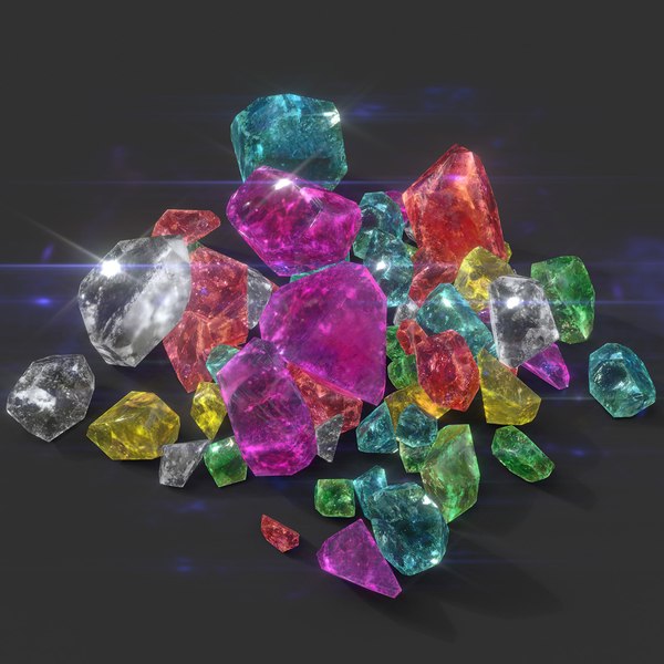 Low poly PBR Multiple Color Crystal Gemstone Pack 3D model