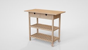 serving cart birch 3D model