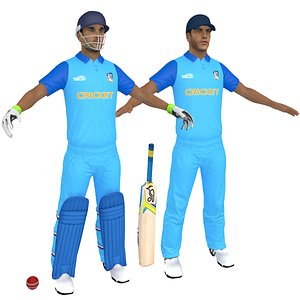 3D cricket players man 1 model