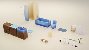 Bathroom Assets Low Poly 3D model