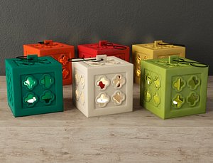 3D ceramic square tealight lanterns