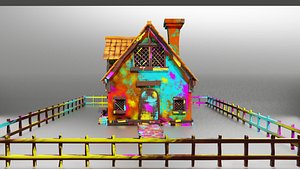 Stylized Colorful Cottage House 3D Model 3D model
