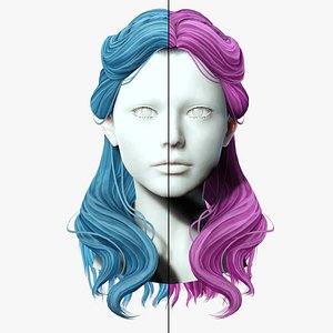 Half up Female Hair 3D model