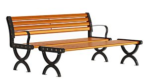 Simple Outdoor Bench with Tan Seating