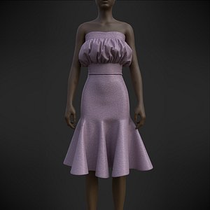Vintage cocktail dress - 3D Female party dress