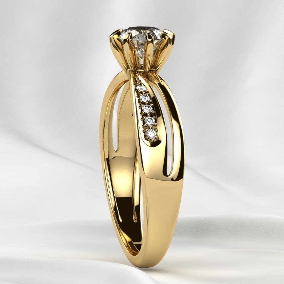 5mm Diamond Beautiful Gold Ring 3D model - TurboSquid 1889519