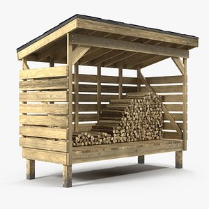 3D small woodshed stack firewood model
