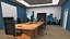 Sala de seminarios con paredes azules