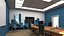 Sala de seminarios con paredes azules