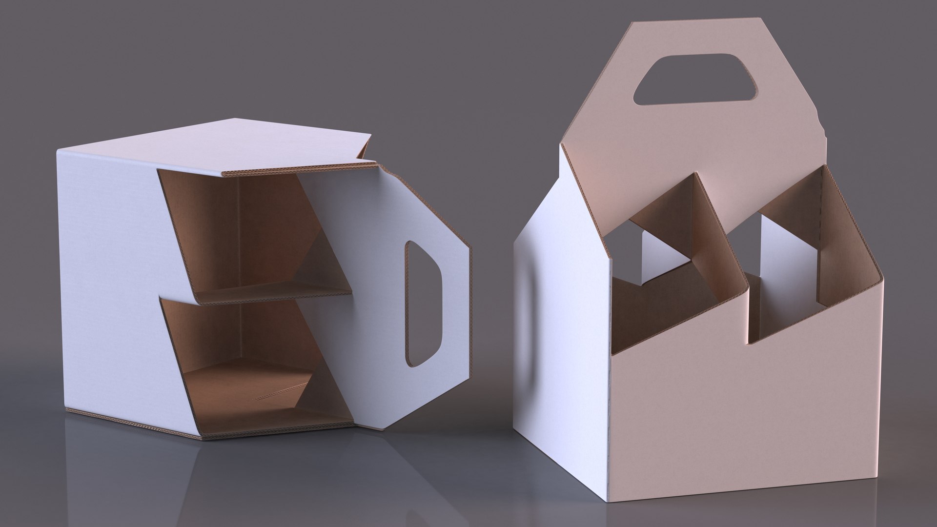 3D White Cardboard 4 Pack Bottle Carrier Box Empty - TurboSquid 1999885