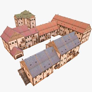 3D Medieval Town Building Pack 5 Models