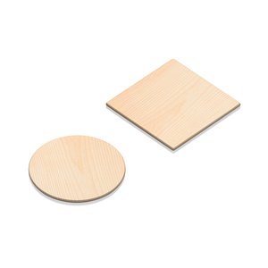 Wood Plate 2 Types - round square wooden board set model