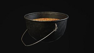 Old Cauldron With Stew 3D