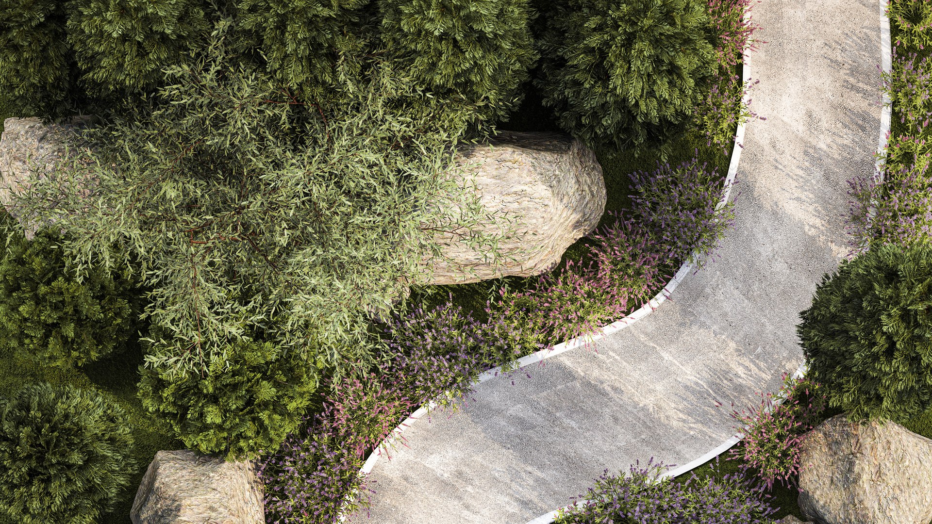 3D Alpine Hillside Flowers Garden And Landscaping 1261 - TurboSquid 2052332
