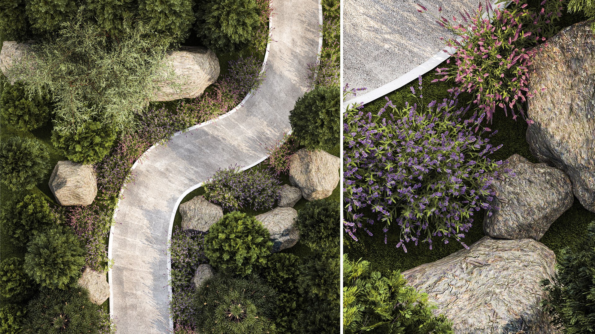 3D Alpine Hillside Flowers Garden And Landscaping 1261 - TurboSquid 2052332