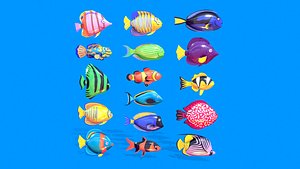 Lowpoly Fish Toon Pack 3D model