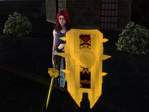 female warrior fantasy sword 3D