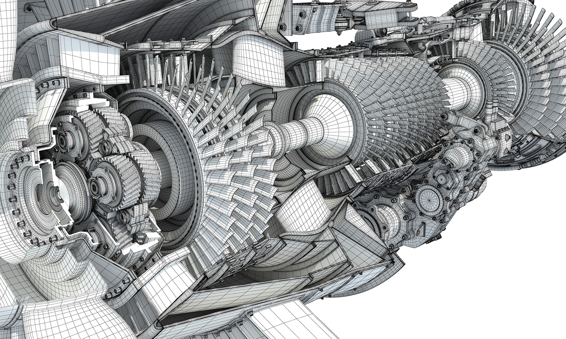 3D geared turbofan engine cutaway TurboSquid 1470867