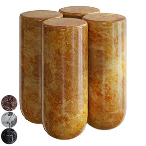 3D Set of cylindrical marble tables