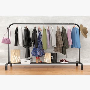 Realistic model of clothes on Rack collection 3D