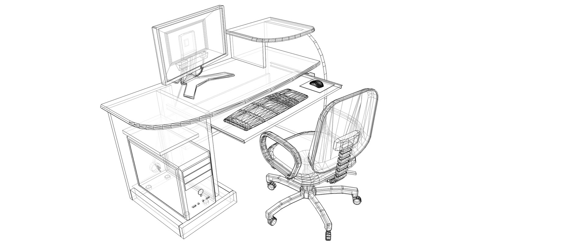 3D Computer Desk Desktop Model - TurboSquid 1400875