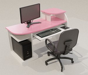 3D computer desk desktop model