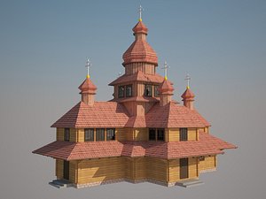 3D model church wooden