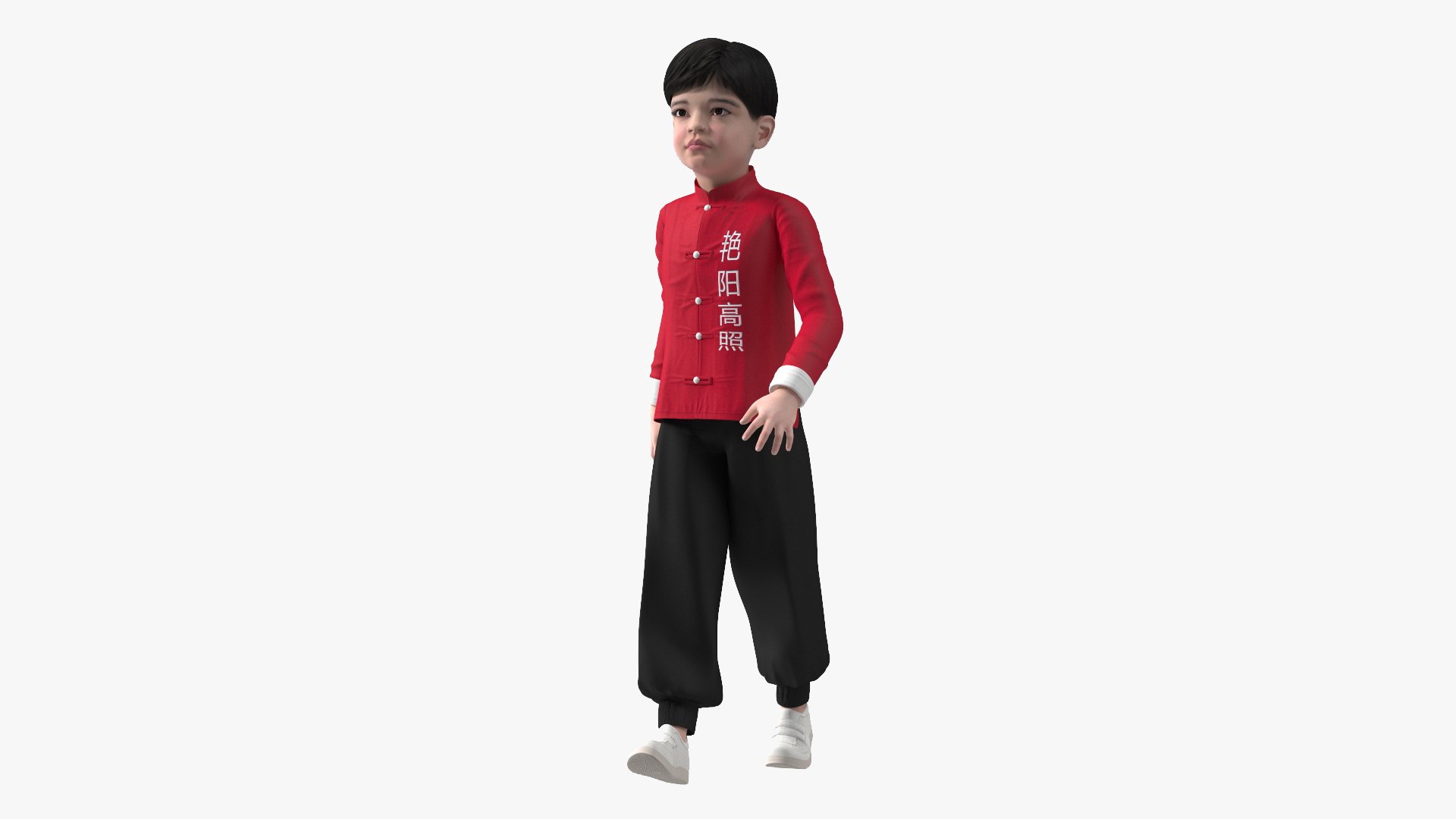 Asian Boy Traditional Costume Rigged for Cinema 4D 3D model preview