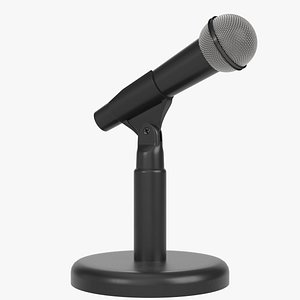 3D model Microphone on desktop round stand