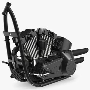 Twin Cylinder Motorcycle Engine 3D model