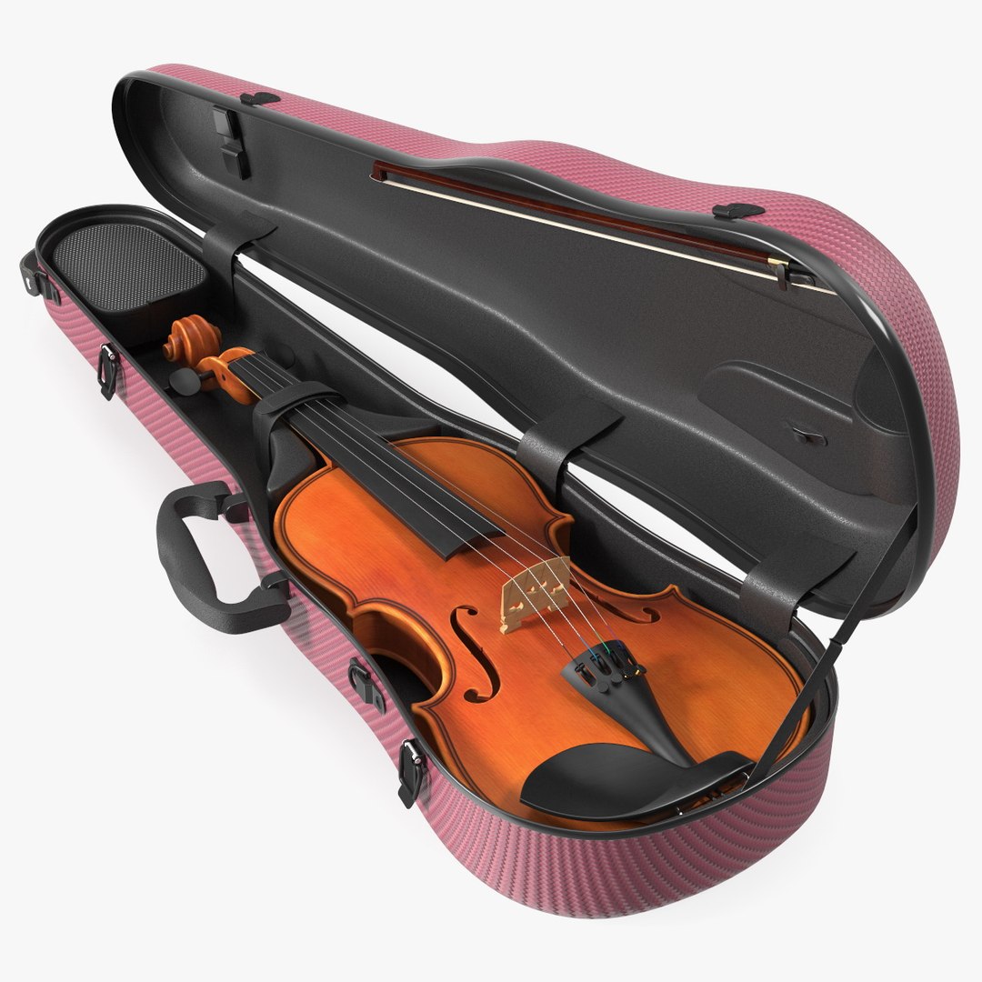 Hard Case Violin Gewa Pure Red Open with Violin 3D model preview
