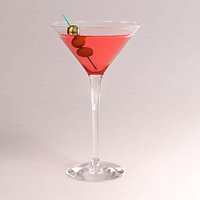 Martini glass with olives