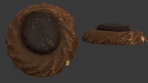3D 3D Scan of a Chocolate Cookie with Dark Chocolate Center