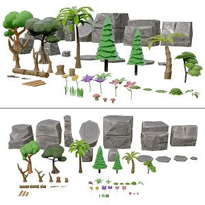 3D Natural elements 3d mobile game assets model